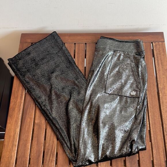 NWT Juicy Couture shine velour mid rise wide leg pants S - Picture 3 of 10